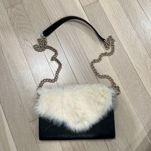 Rebecca Minskoff Fur & Leather Wallet Purse on chain